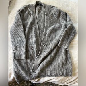 Quince Soft Gray Ribbed Cardigan
